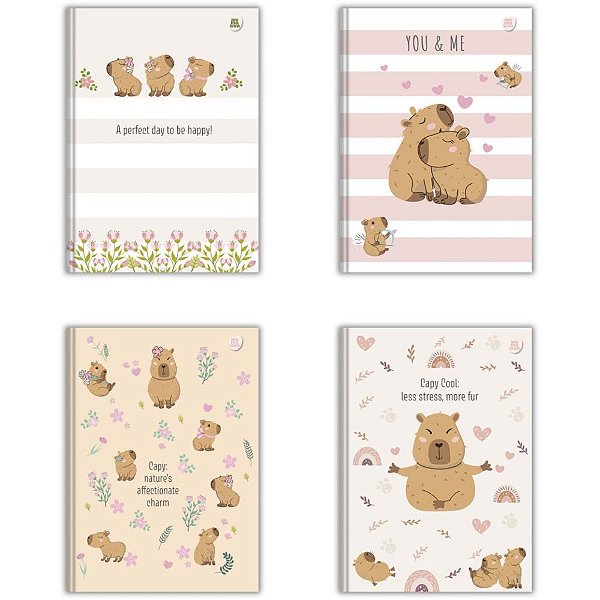 Caderno 10X1 Capa Dura Capycuties 160 Folhas (pacote com 4)