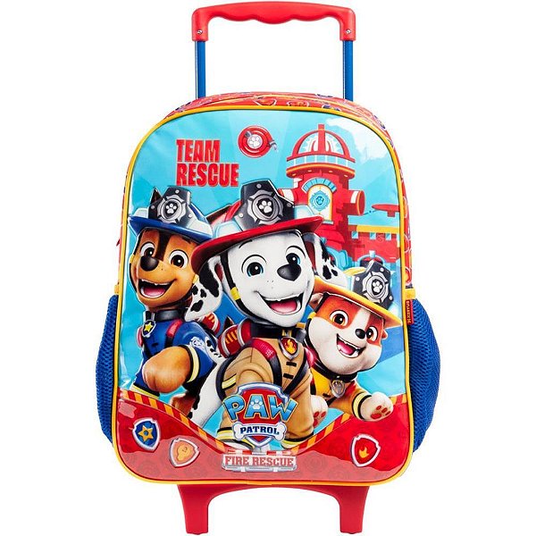 Mochila Infantil com Rodinha Patrulha Canina Fire Rescue GR