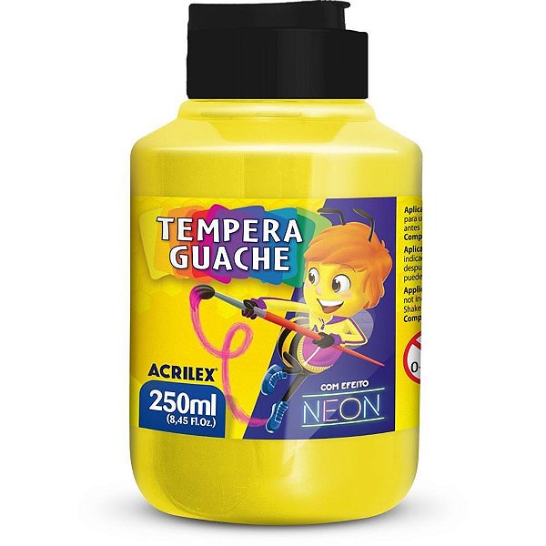Tinta Guache 250ML Amarelo Limão Neon (pacote com 6 Unidades)