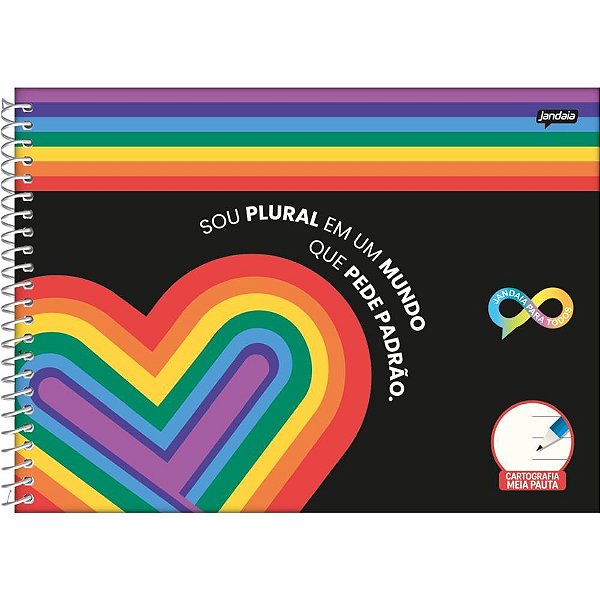 Caderno 1X1 Capa Dura Neuro 1/2 Pauta 60 Folhas Pacote com 5 Unidades