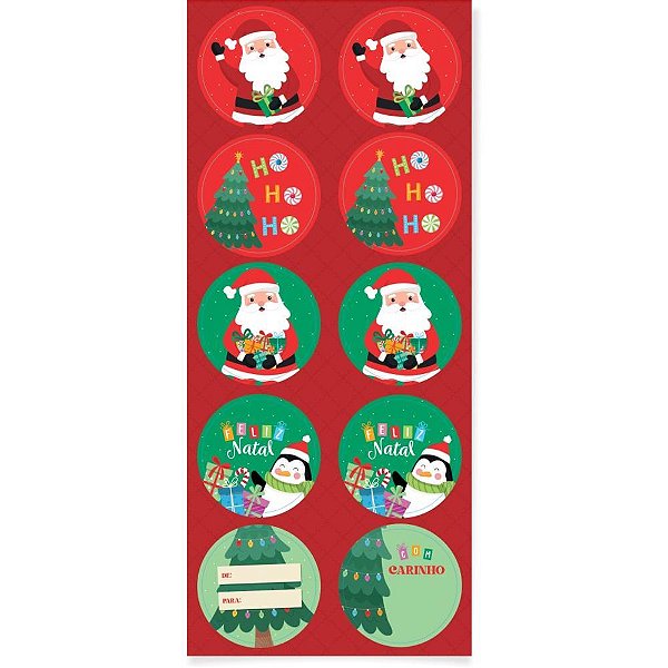 Adesivos Decorados Natal Redondo Momentos Mágicos Blister com 30