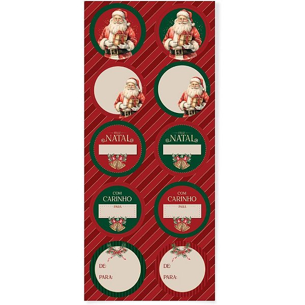 Adesivos Decorados Natal Redondo Tempo de Celebrar Blister com 30