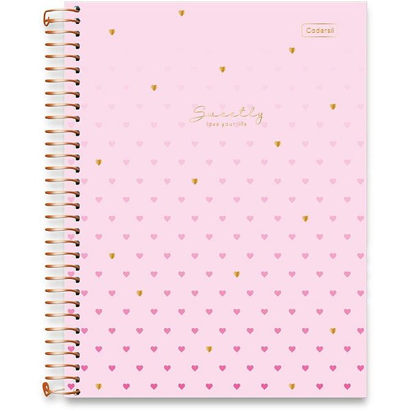 Caderno 10X1 Capa Dura Sweetly 2 em 1 com Planner 168 Folhas Pacote com 4