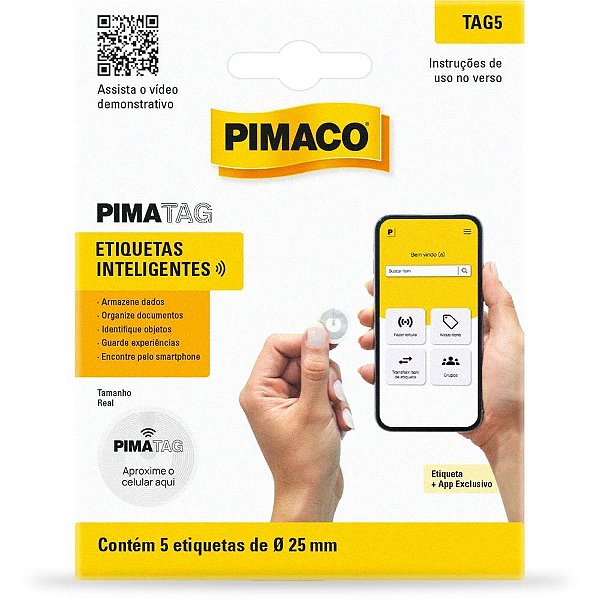 Etiqueta Inteligente Pimaco Pimatag NFC Tecno 25MM com 5 Unidades (blister)