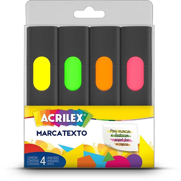 Caneta Marca Texto Office 4 Cores Blister