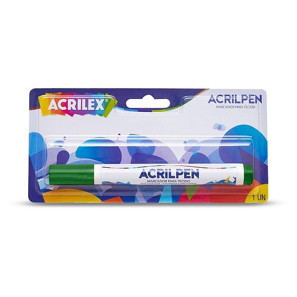 Caneta para Tecido Verde Musgo Acrilpen Blister Caixa com 6 Unidades