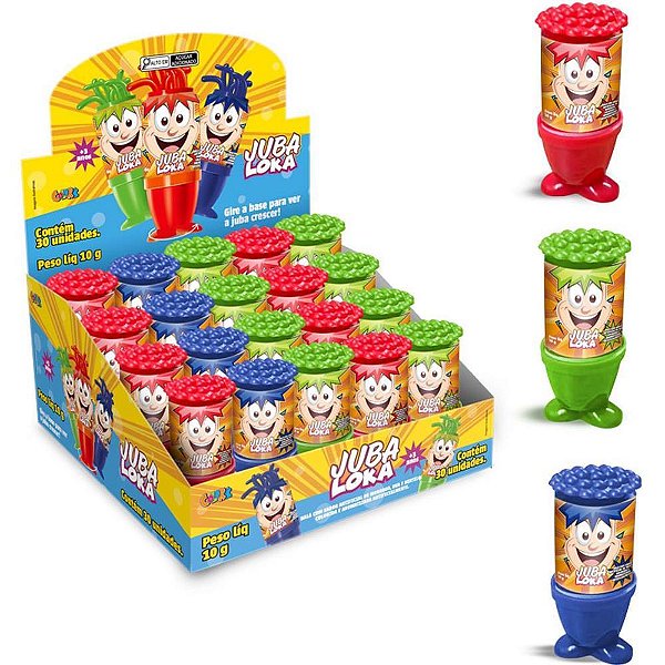 Doce Juba Loka Chiclete Sabores Sortidos Display com 30 Unidades