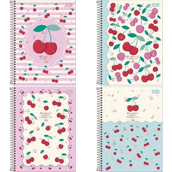 Caderno 1X1 Capa Dura Amarena 80 Folhas Pacote com 4 Unidades