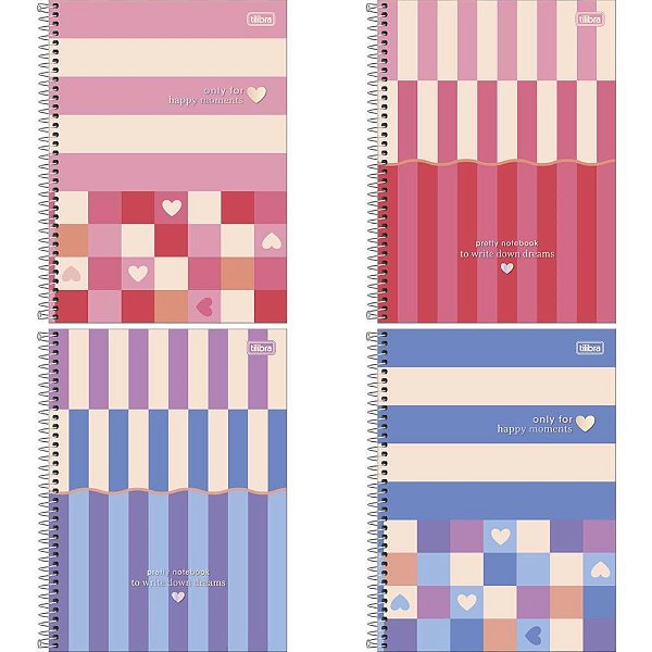 Caderno 1X1 Capa Dura Melrose 80 Folhas Pacote com 4 Unidades