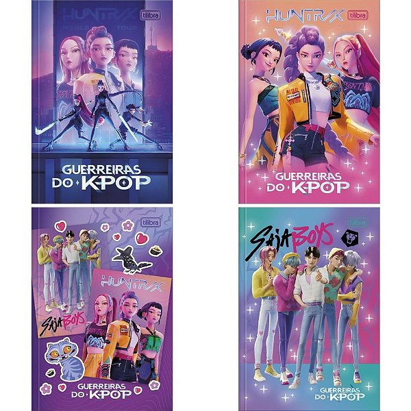 Caderno Brochura 1/4 Capa Dura Guerreiras do K-POP 80 Folhas (pacote com 5)