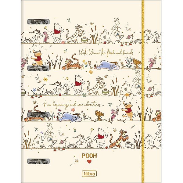 Fichario Cartonado Pooh 48FLS C/ELASTICO