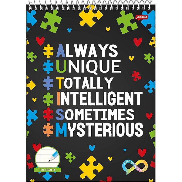 Caderno 1X1 Capa Dura Neuro Topo Caligrafia 60 Folhas Pacote com 5 Unidades