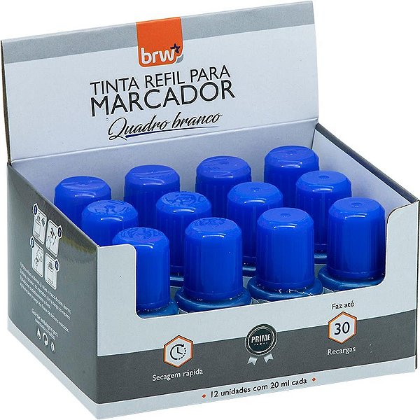 Tinta Marcador Quadro Branco 20ML Azul CX.C/12
