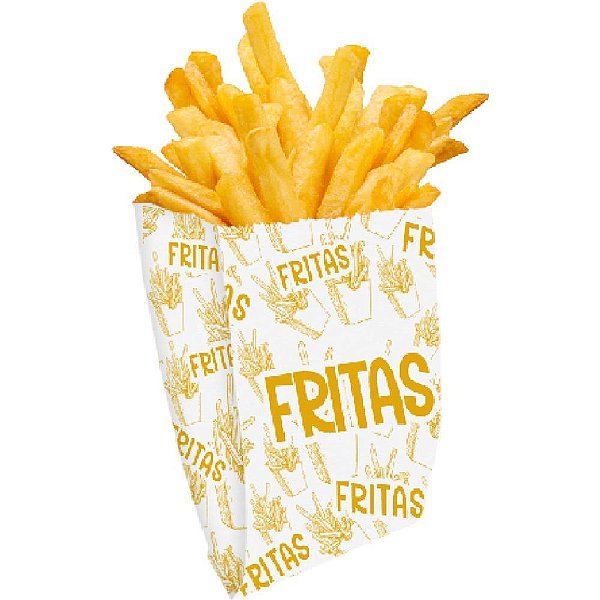Embalagem para Alimentos Saco Fundo Fritas 10X10X5CM Pacote com 100