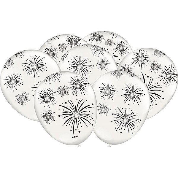 Balão Imperial ANO Novo Estampa Prata Metalli Pacote com 25