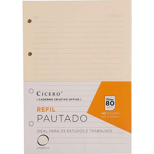 Caderno Criativo Refil Pautado 40F 80G 148X210M Pacote