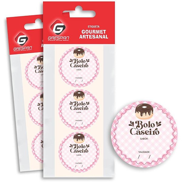 Etiqueta Adesiva Bolo Caseiro Pacote com 60