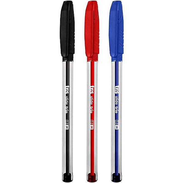 Caneta Esferográfica TRIS Slide Trio 1.0MM 3CORES S Caixa com 24