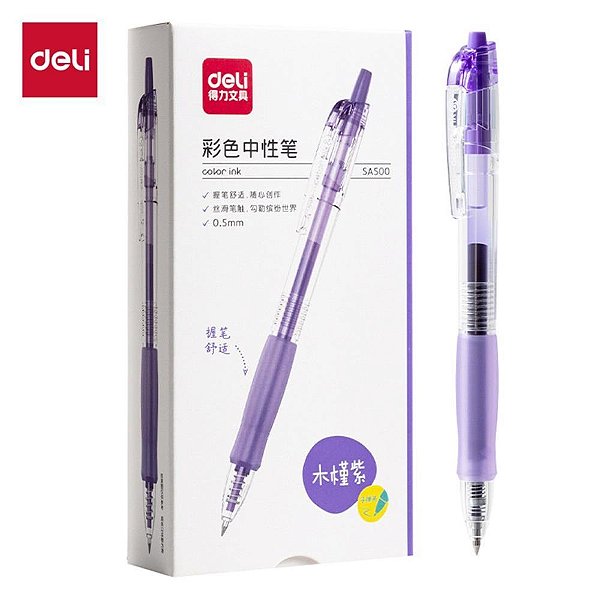 Caneta GEL Retratil C/GRIP Roxa 0,5MM Caixa com 12