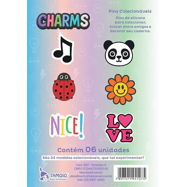 Charms Feminino MOD.2 P/CADERNO Sortido Blister com 06