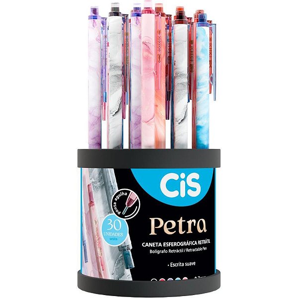 Caneta Esferográfica Retratil CIS Petra 0.7MM 5 Cores Sortido Display com 30