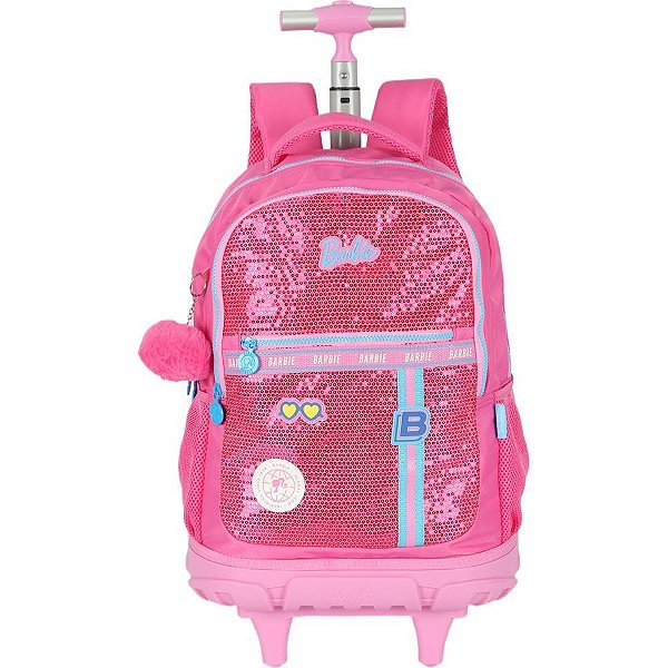 Mochila com Rodinha Barbie PINK G C/PAETE