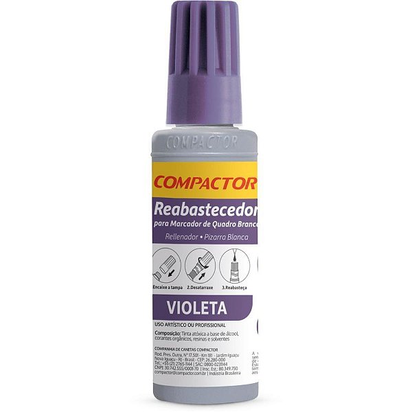 Tinta Marcador Quadro Branco Reabastecedor 030ML Violeta Caixa com 12
