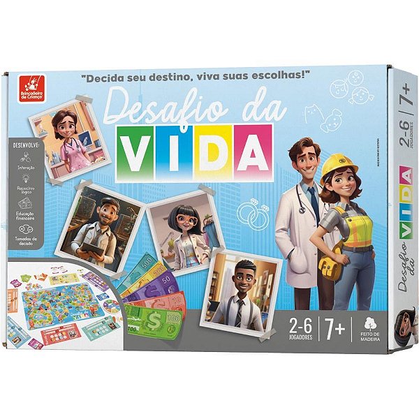 Brinquedo Pedagógico Madeira Jogo da Vida