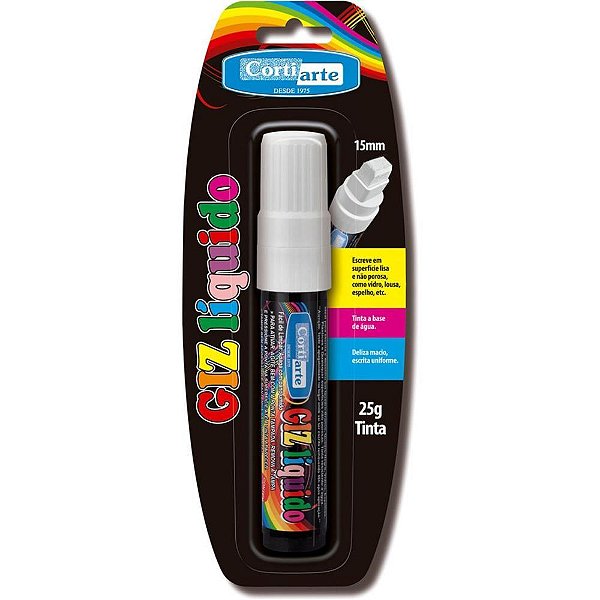 Giz Líquido Branco 15MM 25G Retangular Blister