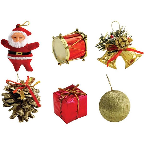 Artigo para Decoração Natal Enfeite VERM/DOURADO 3,6CM Sortida PCT.C/06