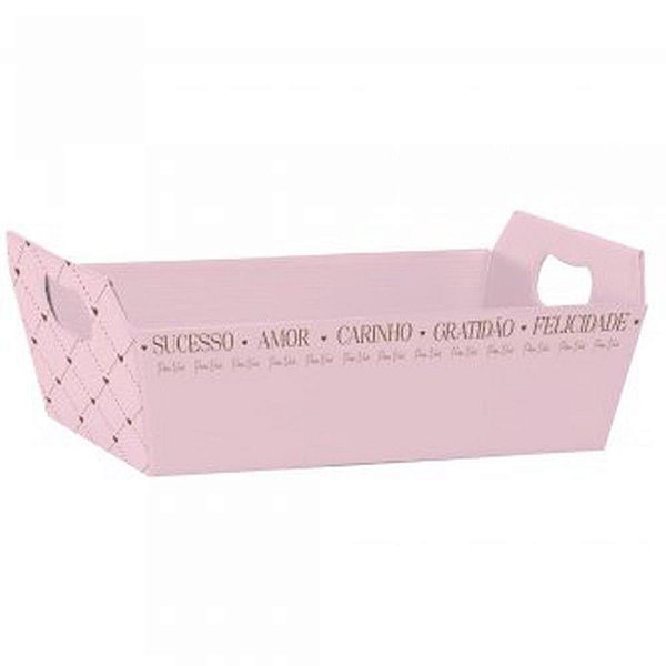 Cesta de Papel Essência Rosa Quartz P 21,5X8X Pacote com 04