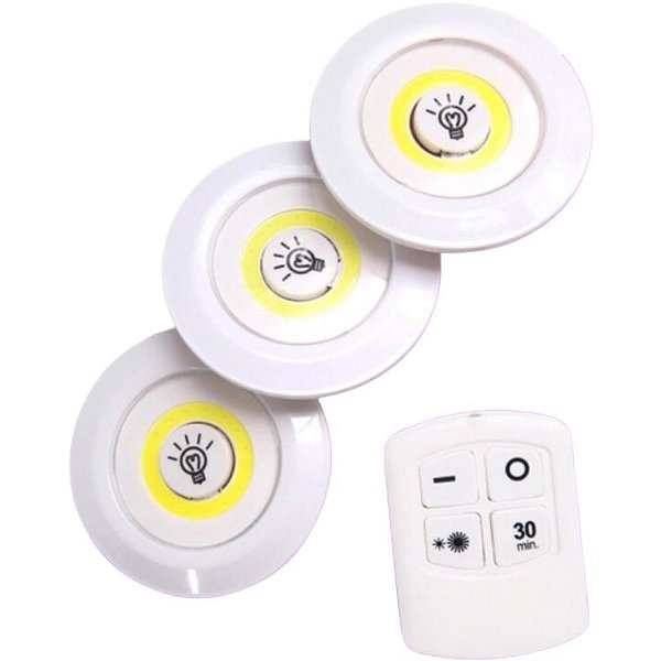 Luminária LED KIT C/3LUMINÁRIAS LED S/FIO