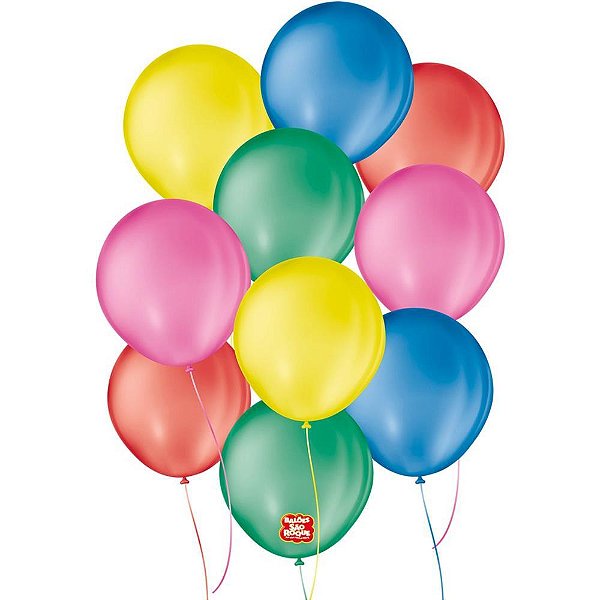 Balão 8 Liso Cores Sortidas Pacote com 50