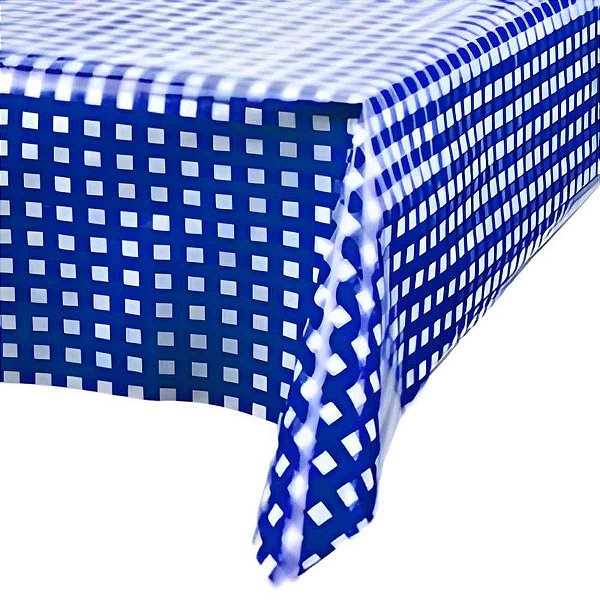 Toalha Plástica 78X78CM Xadrez Azul Escuro Pacote com 10