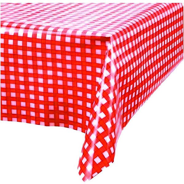 Toalha Plástica 78X78CM Xadrez Vermelho Pacote com 10