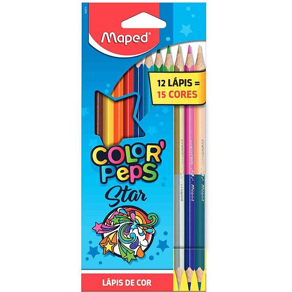 Lápis de COR Triangular Color PEPS STAR 12UNDS/15CORES PCT.C/12