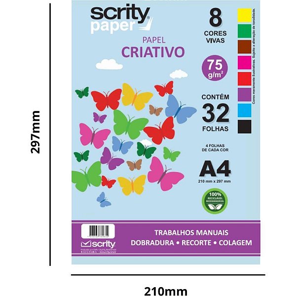 Bloco para Educação Artística Color SET 8 Cores 110G 24FLS Pacote
