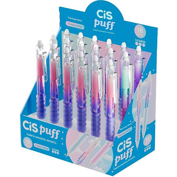 Caneta Apagável CIS PUFF GEL RT 0.7MM T.azu (S Display com 18