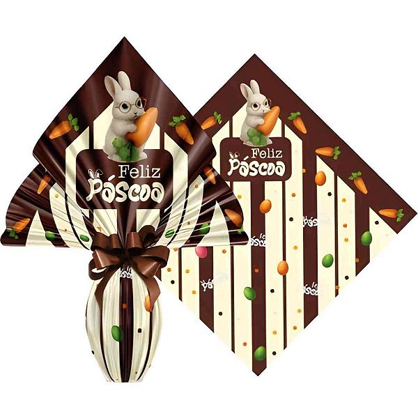 Embalagem P/OVO de Páscoa 34X34CM Coelho Brulee PCT.C/25