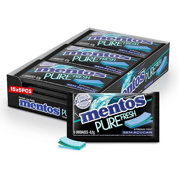 Goma de Mascar Mentos Pure STRONG MINT 8,5G DP.C/15