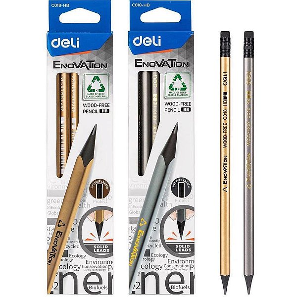 Lápis Preto Redondo Decorado HB Wood Free C/BORRACHA BL.C/12