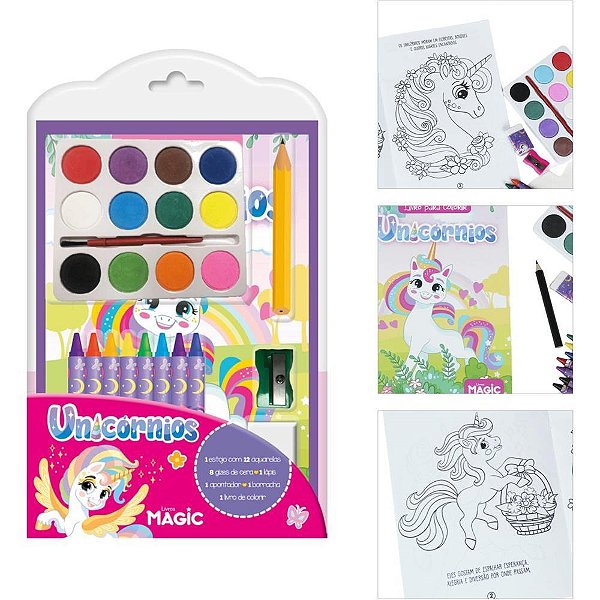 Livro Aquarela Unicornios Mini KIT 8PGS 15X25