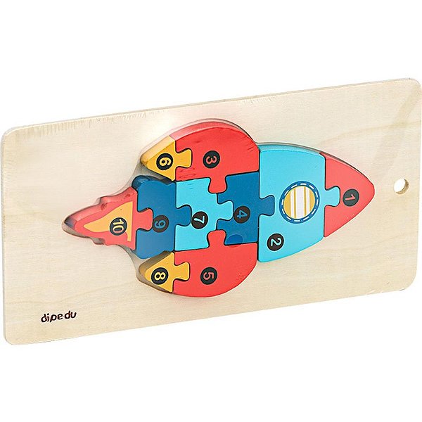 QUEBRA-CABEÇA Madeira Dipedu Foguete 10 Pecas