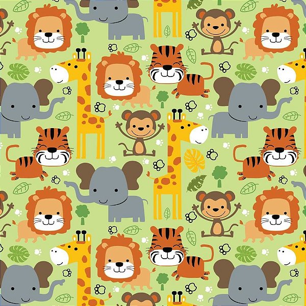 Papel Presente Bobina Couchê 60CM. MOD.122 Bichinhos BO-100MTS