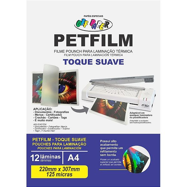 Plástico para Plastificação Petfilm sem Adesivo 220X307MM PCT.C/12