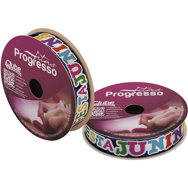 Festa Junina Fita Cetim 15MMX10M. Frases AZ