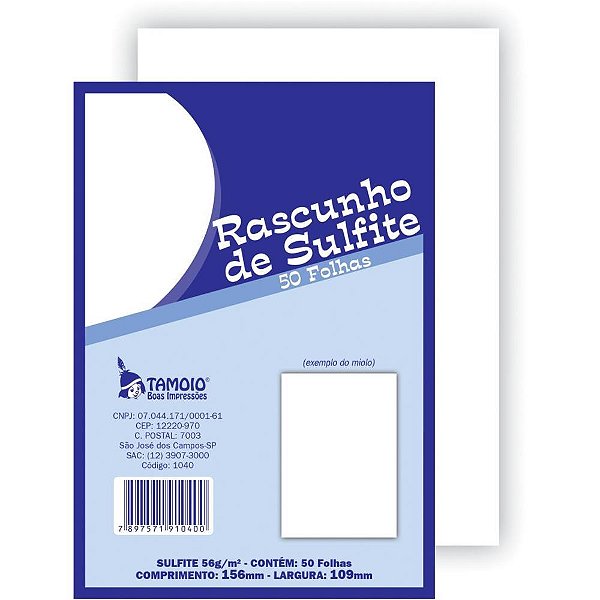 Bloco para Rascunho Sulfite 1/36 50FLS PCT.C/05