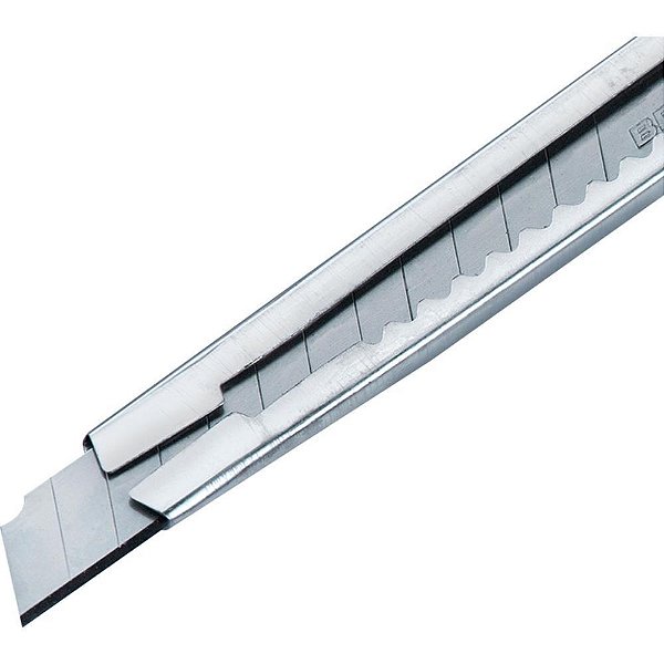 Estilete Estreito 9 MM Metálico com CLIP Blister
