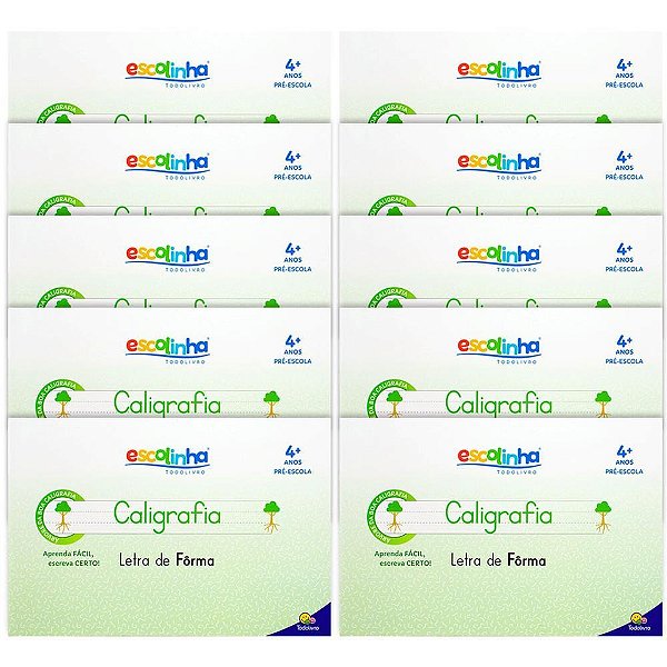 Livro Caligrafia Escolinha Sistema UV Forma 32 P Pacote com 05