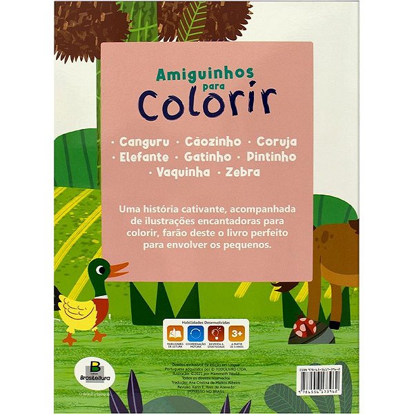 Livro Infantil Colorir Amiguinhos para Colorirvaquinha 10 Pacote com 05